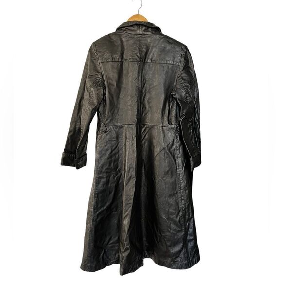 Sears Black Vintage Long Leather Coat Small - Picture 5 of 15